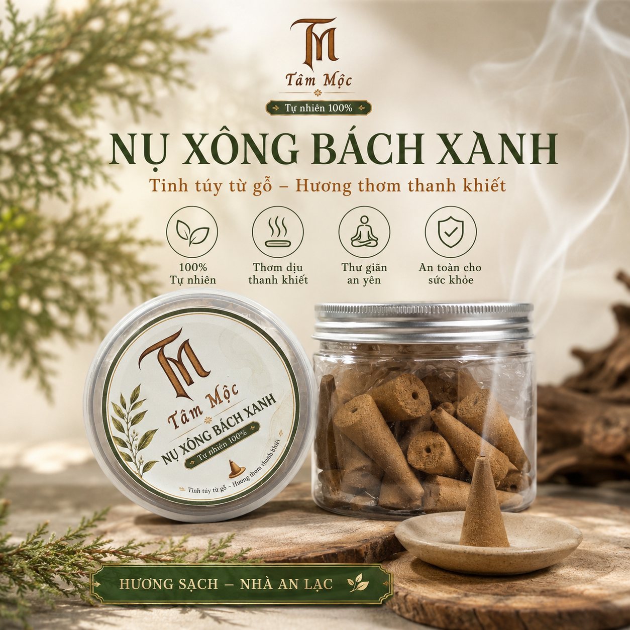 Nụ xông Bách Xanh Tâm Mộc